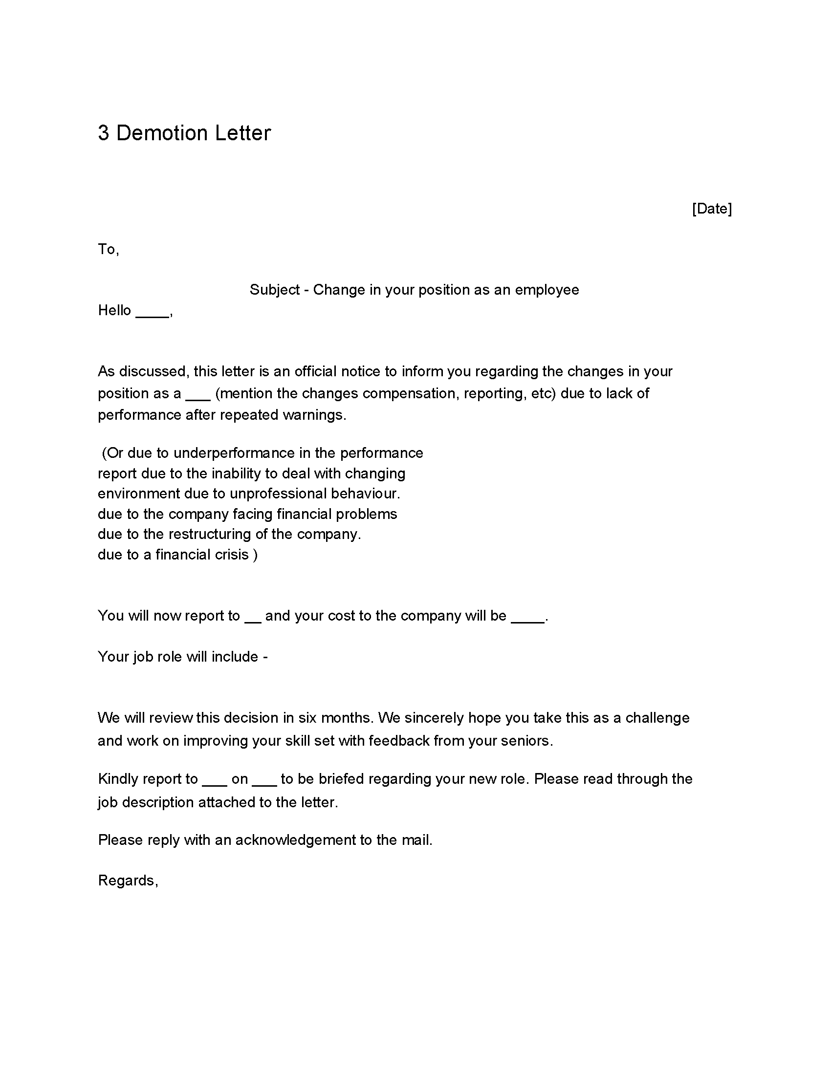 10 - Demotion Letter